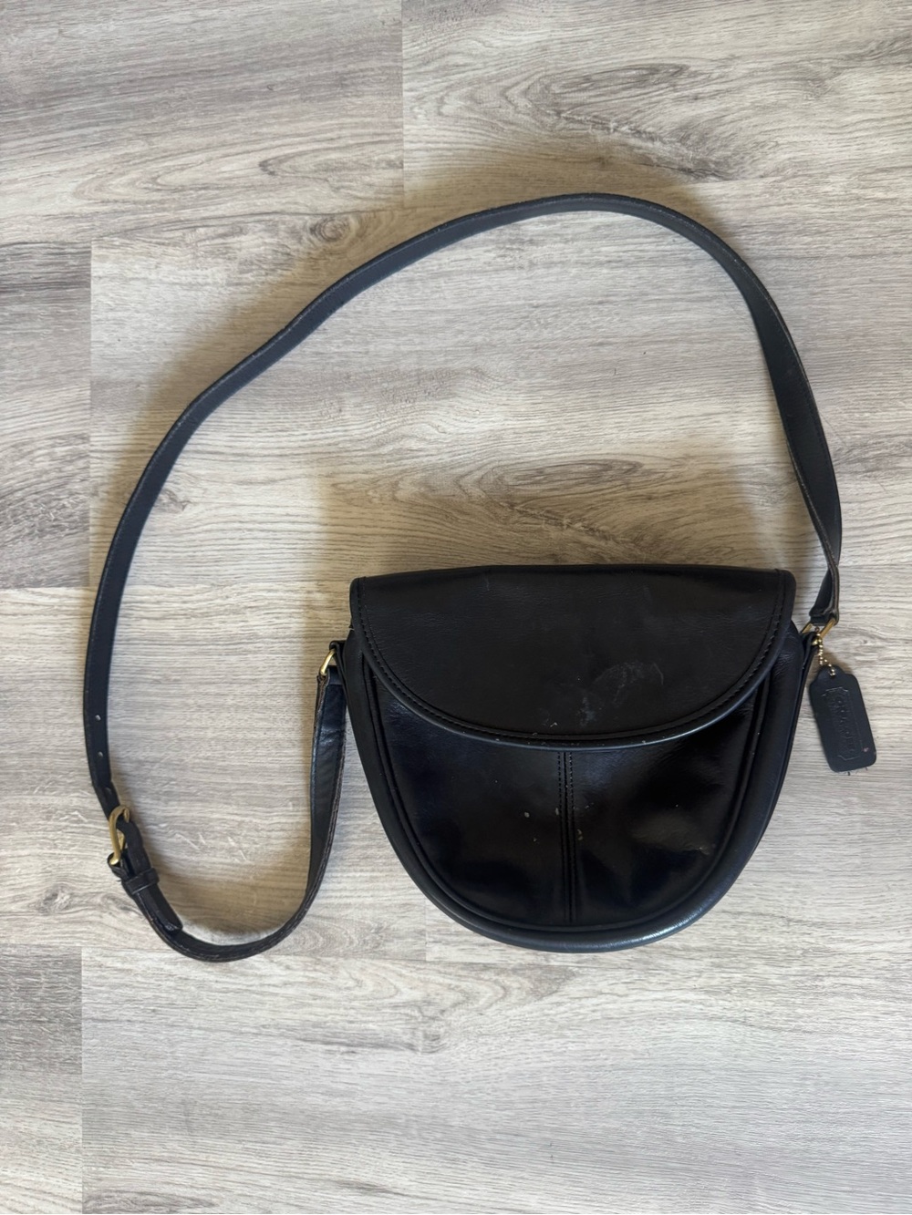 Coach Black Leather Crossbody Saddle Bag